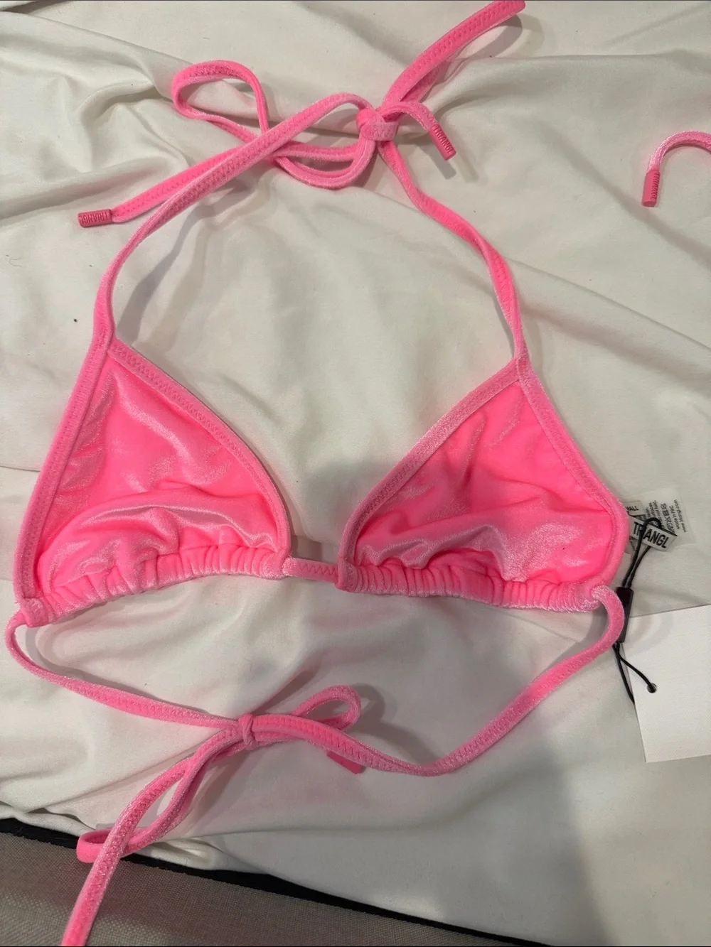 NWT triangl swimwear vinca - pink candy velvet triangle bikini set xs